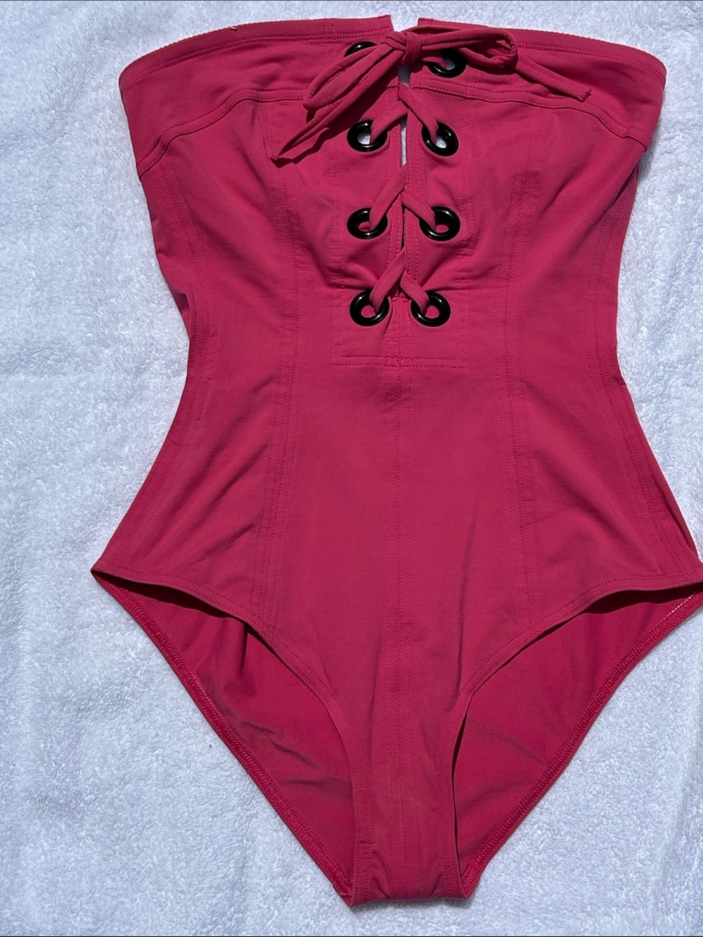 Eres Nikko Mila Lace-Up Bandeau Bathing Suit PINK Great Condition